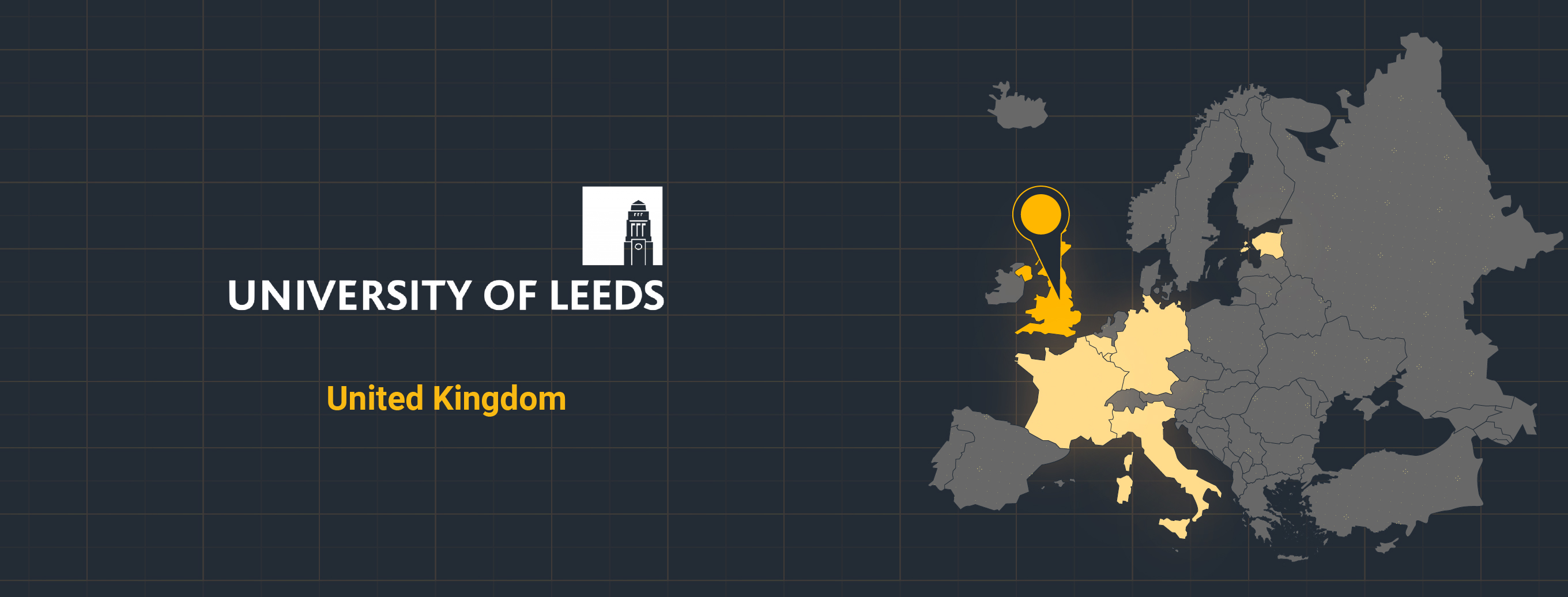 University of Leeds map highlights United Kingdom